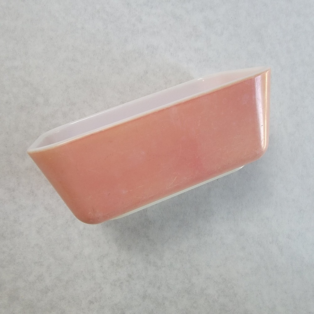 Pyrex 502 Pink Refrigerator Dish Container Rectangular Milk Glass Inside